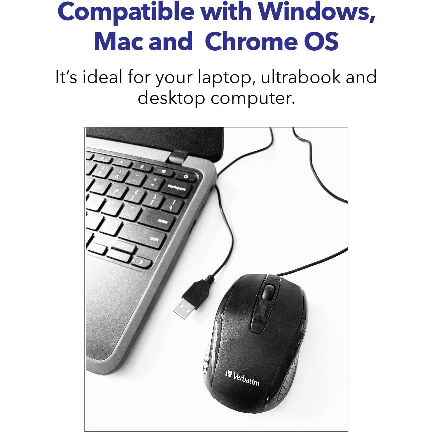 Ratón Óptico USB Verbatim 98106 Negro Brillante Ergonómico