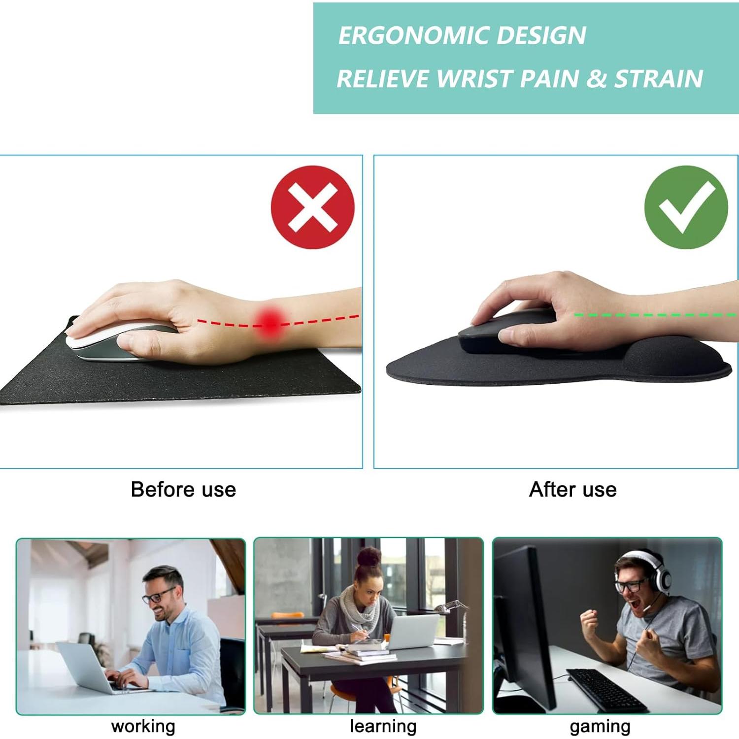 Alfombrilla de Ratón Ergonómica LIZPARE con Soporte Negro