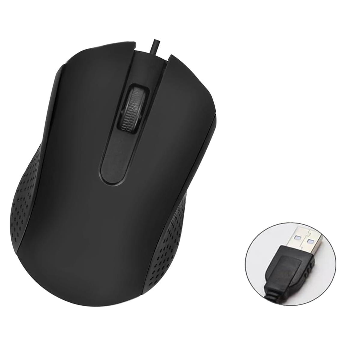 Ratón USB con cable Yadojingcn ergonómico para PC y laptop negro