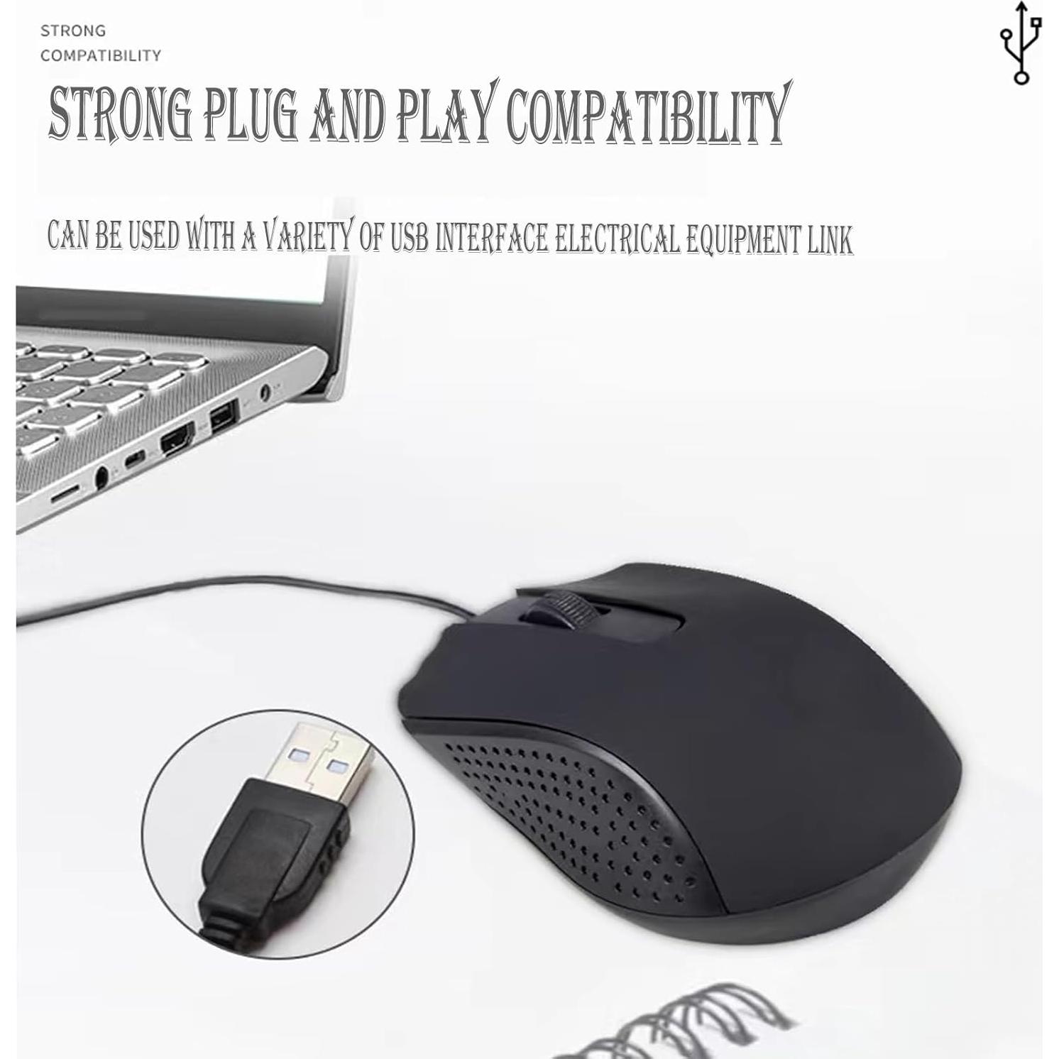 Ratón USB con cable Yadojingcn ergonómico para PC y laptop negro