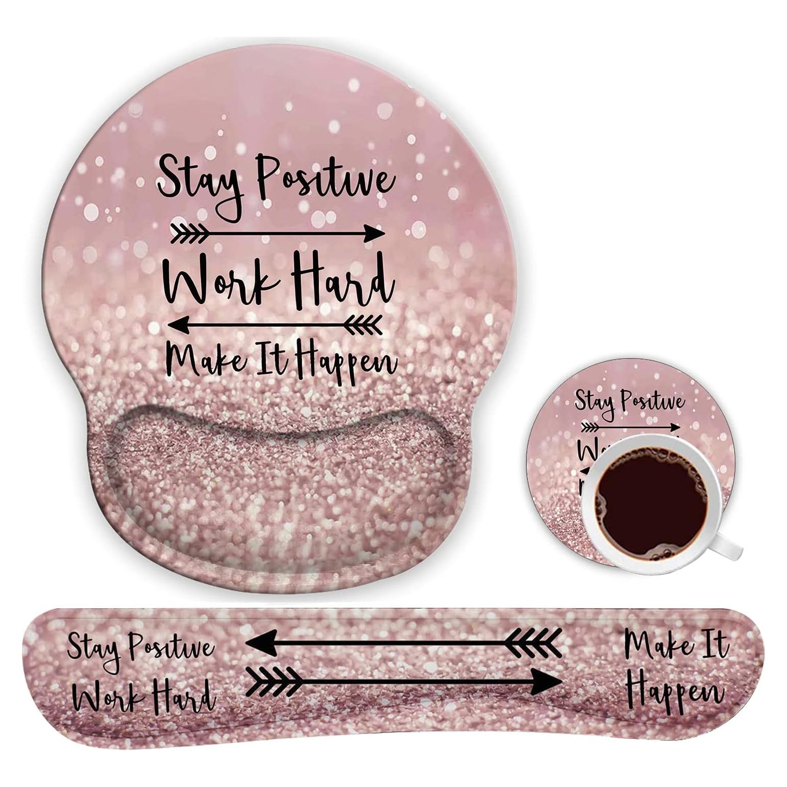 Soporte de Muñeca y Alfombrilla Ergonómica Yuxcfhjfe Rosa