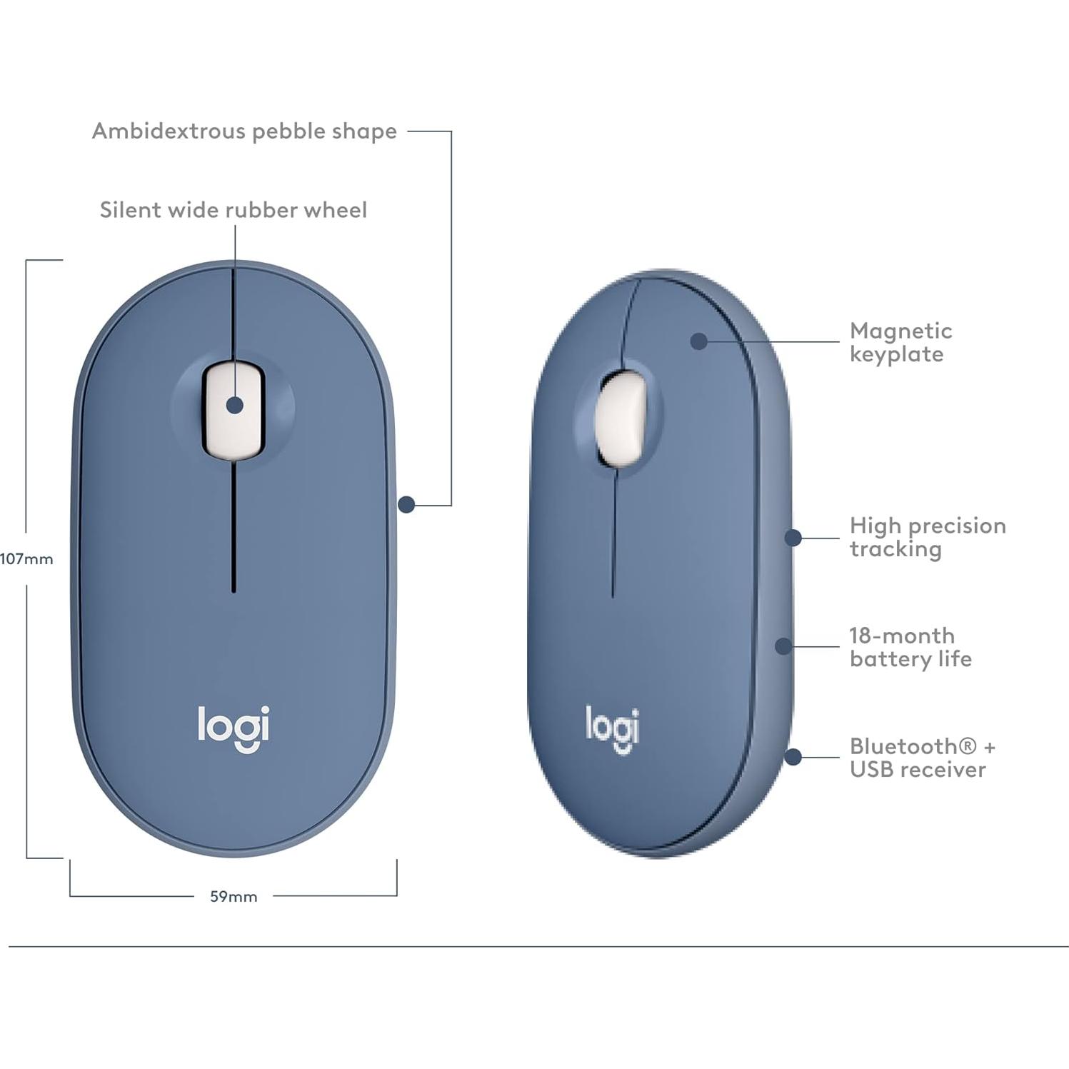 Ratón Inalámbrico Logitech Pebble M350 Silencioso Arándano