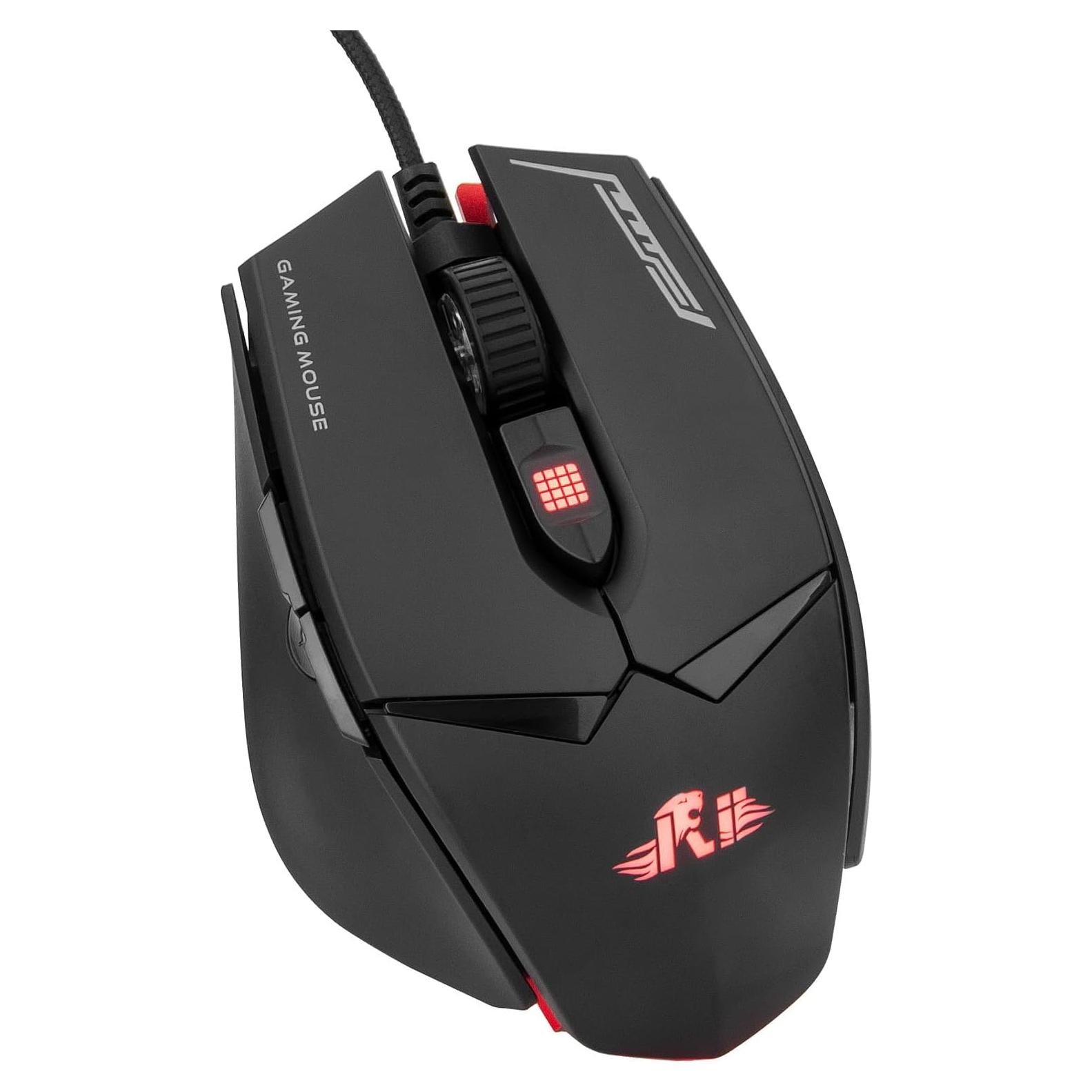 Ratón Gaming Rii M01 con Cable 12000 DPI RGB Ergonómico