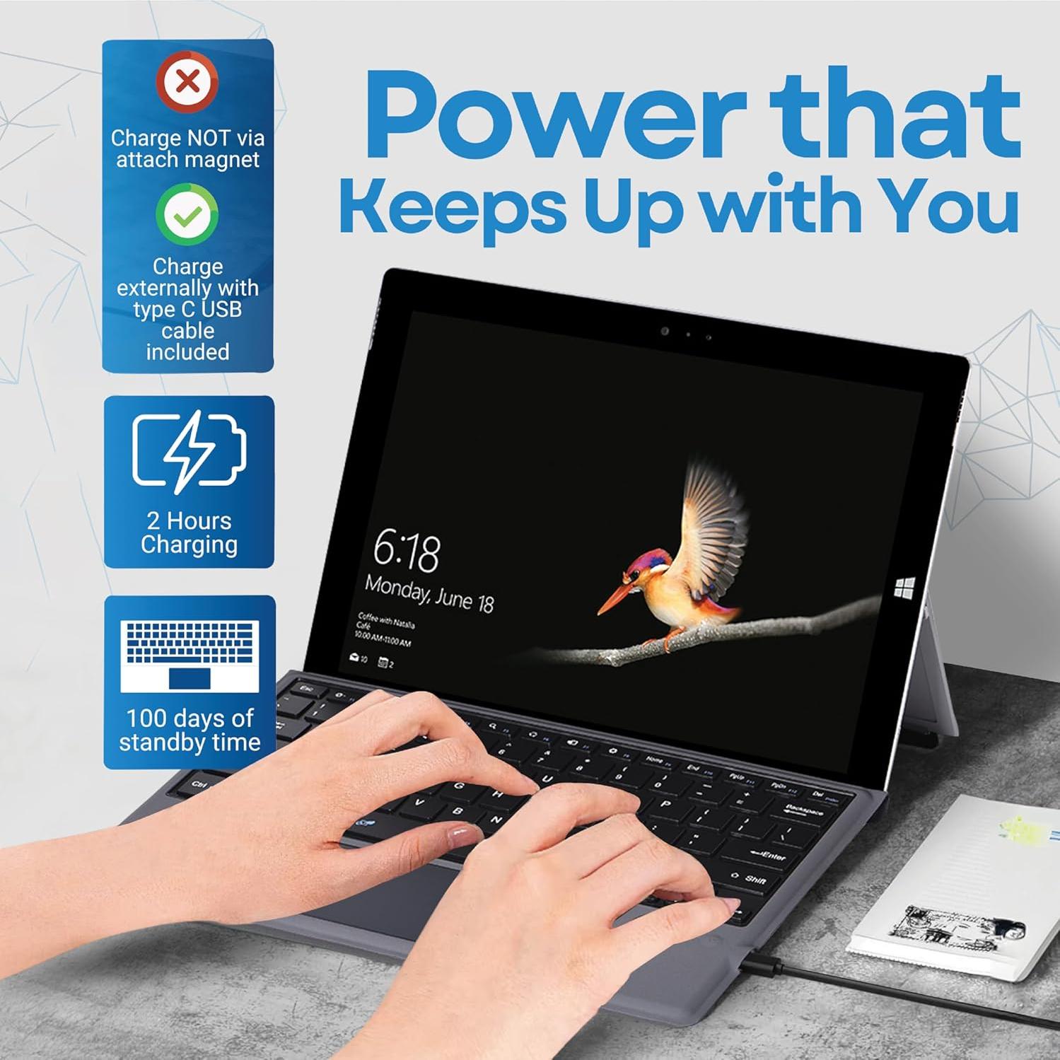 Teclado Inalámbrico Bluetooth con Trackpad para Surface Pro