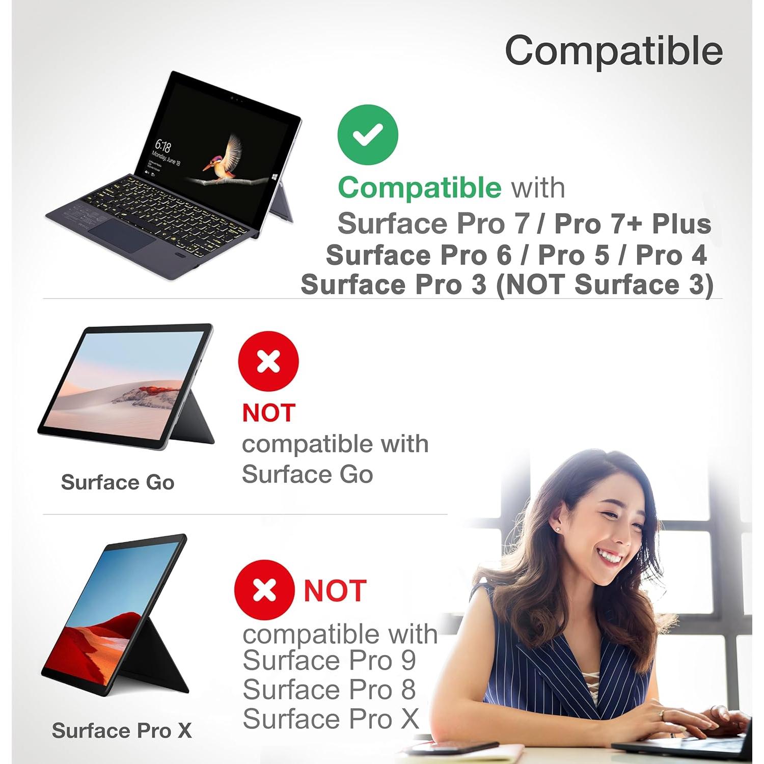 Teclado Inalámbrico Bluetooth con Trackpad para Surface Pro