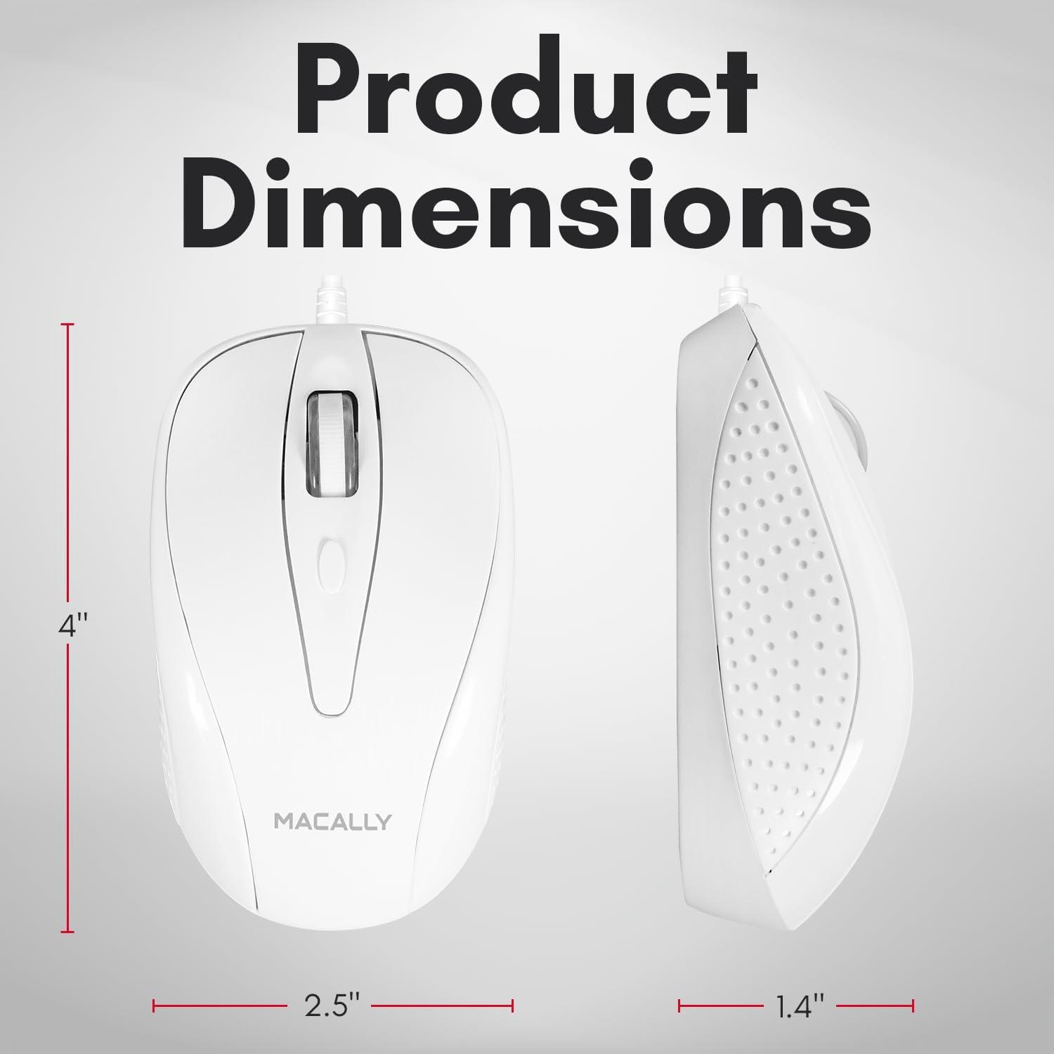 Ratón USB con cable Macally TURBO 1000 DPI 1.52m blanco