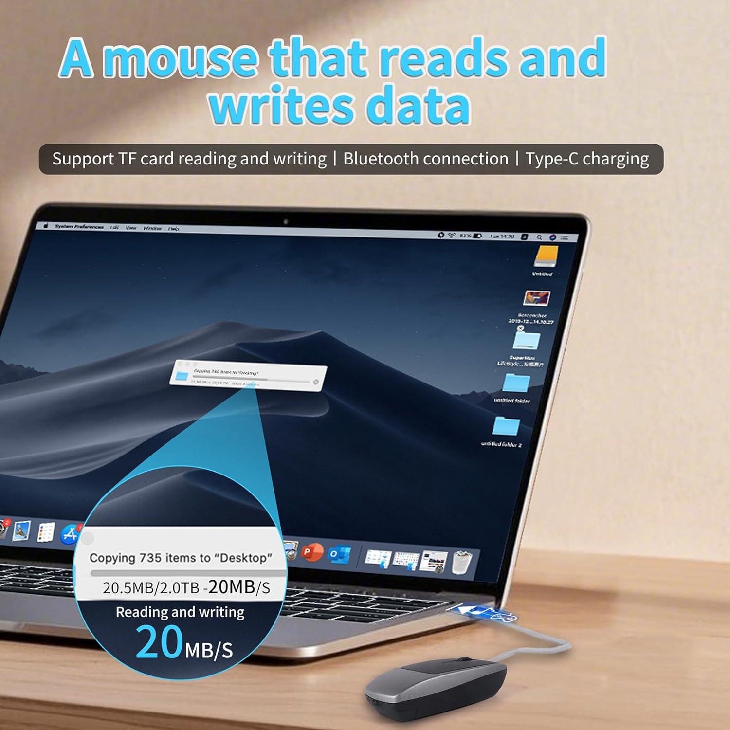 Ratón Inalámbrico Bluetooth Mini elec Space Gris con Lector TF