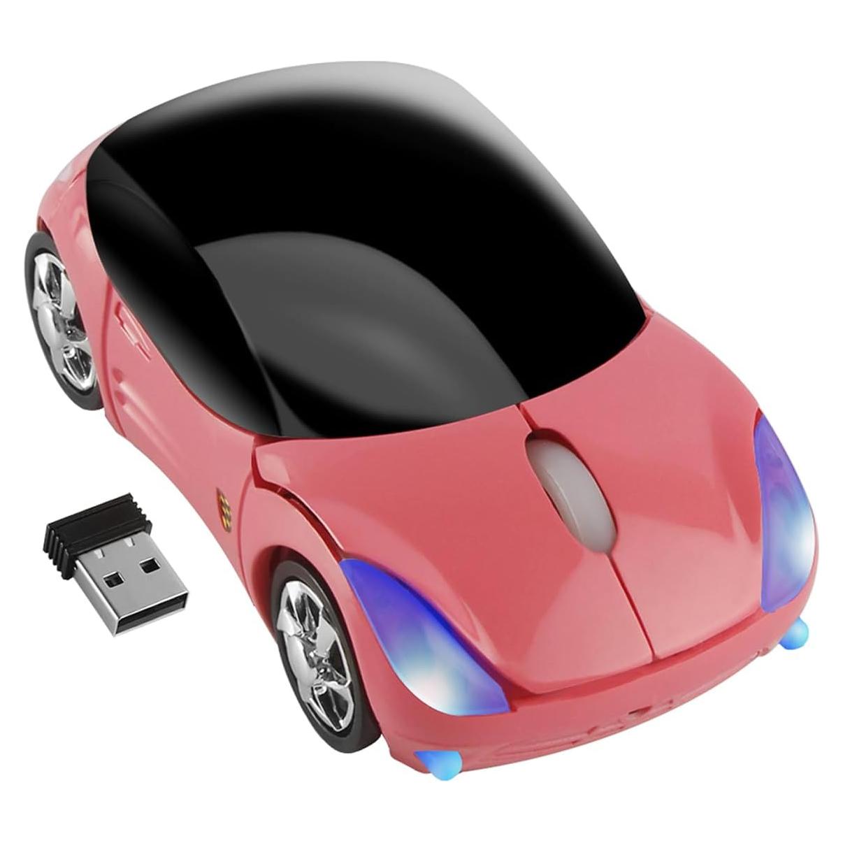 Ratón Inalámbrico Ergonómico Samudgate en Forma de Coche Rosa