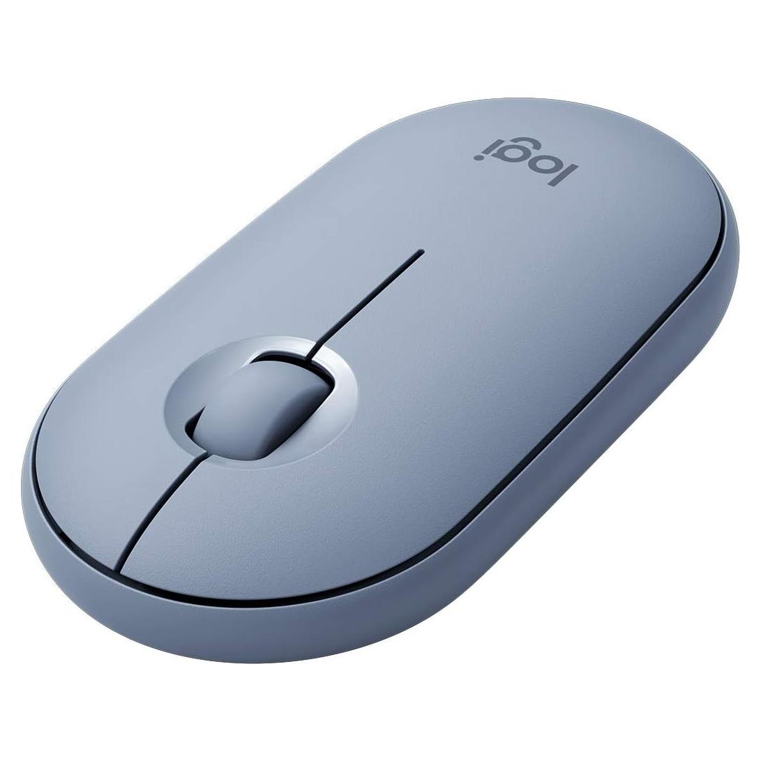 Logitech Pebble M350 Wireless Mouse with Bluetooth or USB - Silent, Slim Computer Mouse with Quiet Click for Laptop, Notebook, PC and Mac - Blue Grey (Renewed)