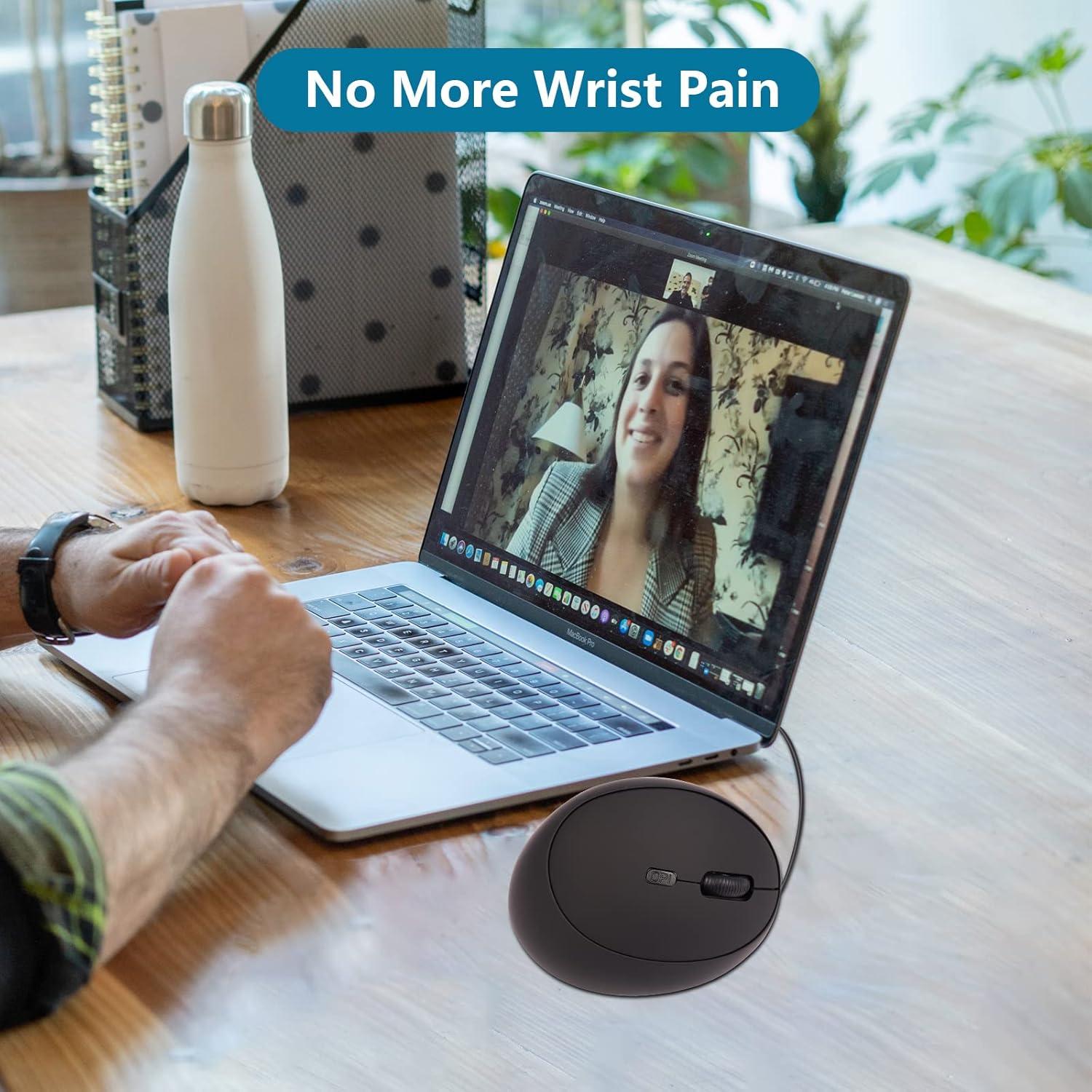 Ratón Vertical Ergonómico NOLIEE USB 800/1200/1600 DPI Negro