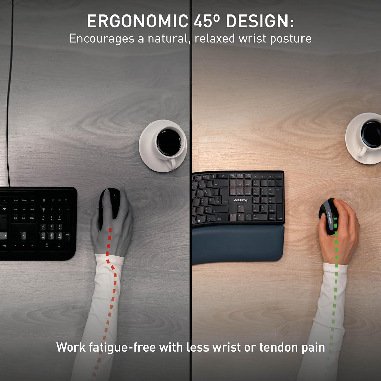 Ratón Inalámbrico Ergonómico Cherry MW4500, 1200 DPI, 6 Botones