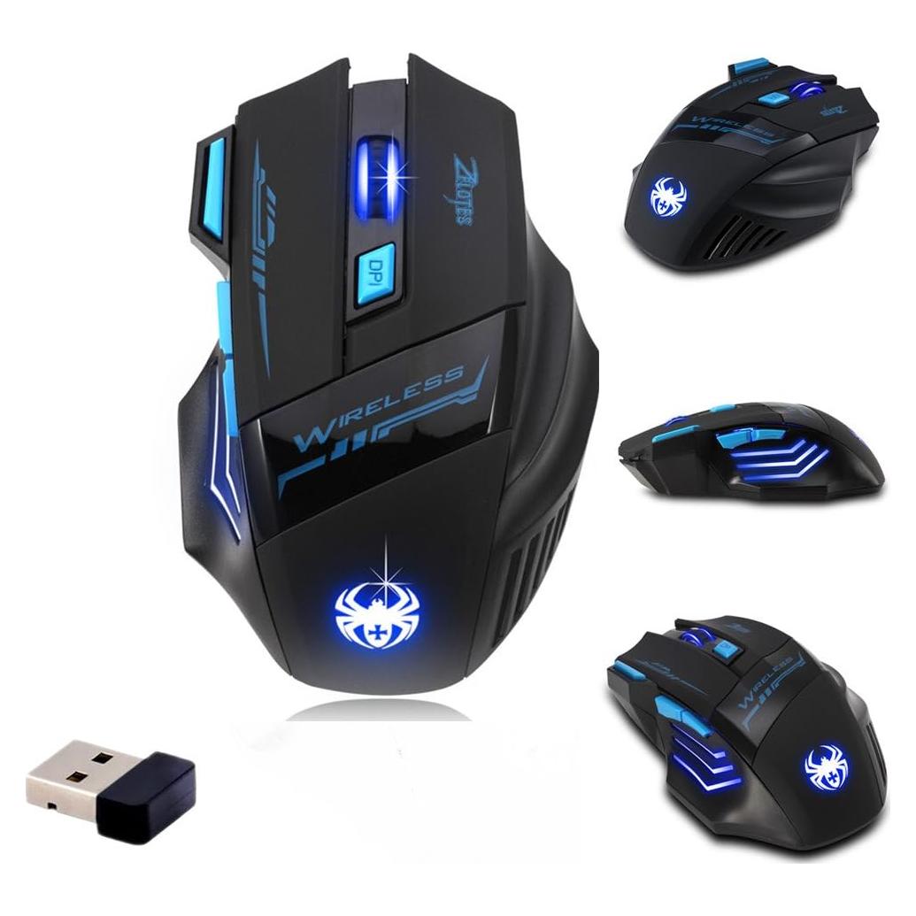 Ratón Óptico Inalámbrico Zelotes F14 2400 DPI USB Negro