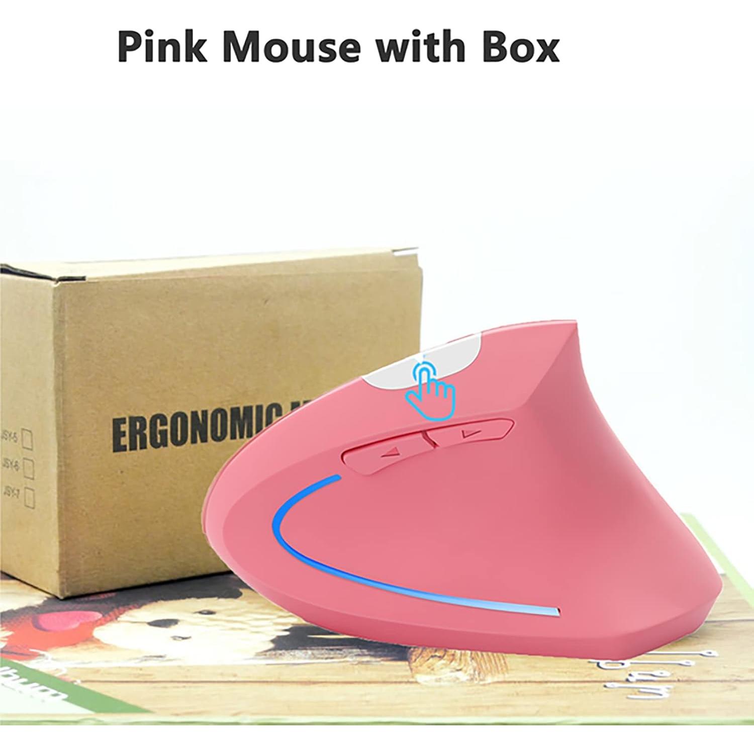 Ratón Vertical Ergonómico Inalámbrico Jisiyuan Rosa 800/1200/1600 DPI