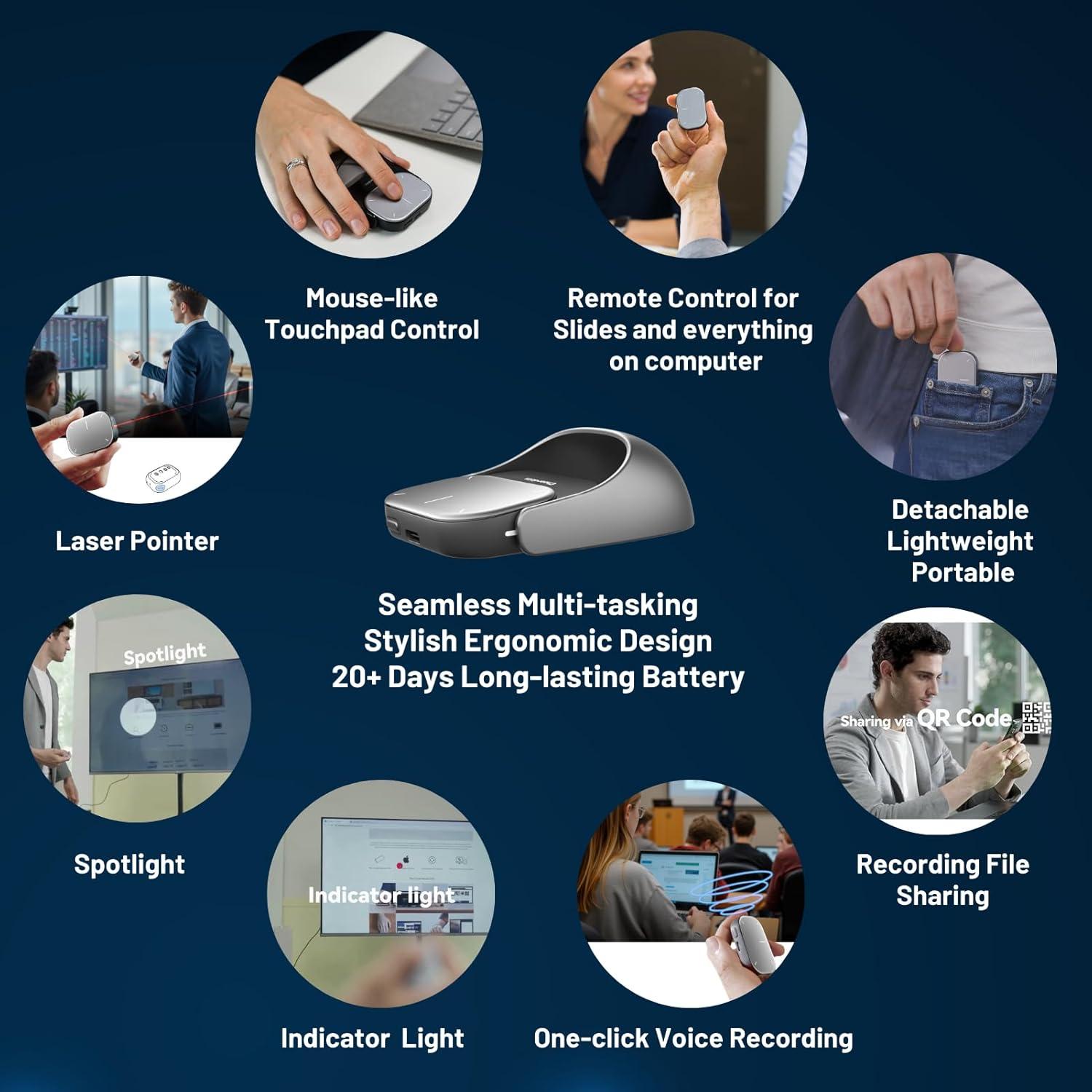 Ratón Bluetooth CheerDots2 Desmontable con Touchpad y Puntero Lásers