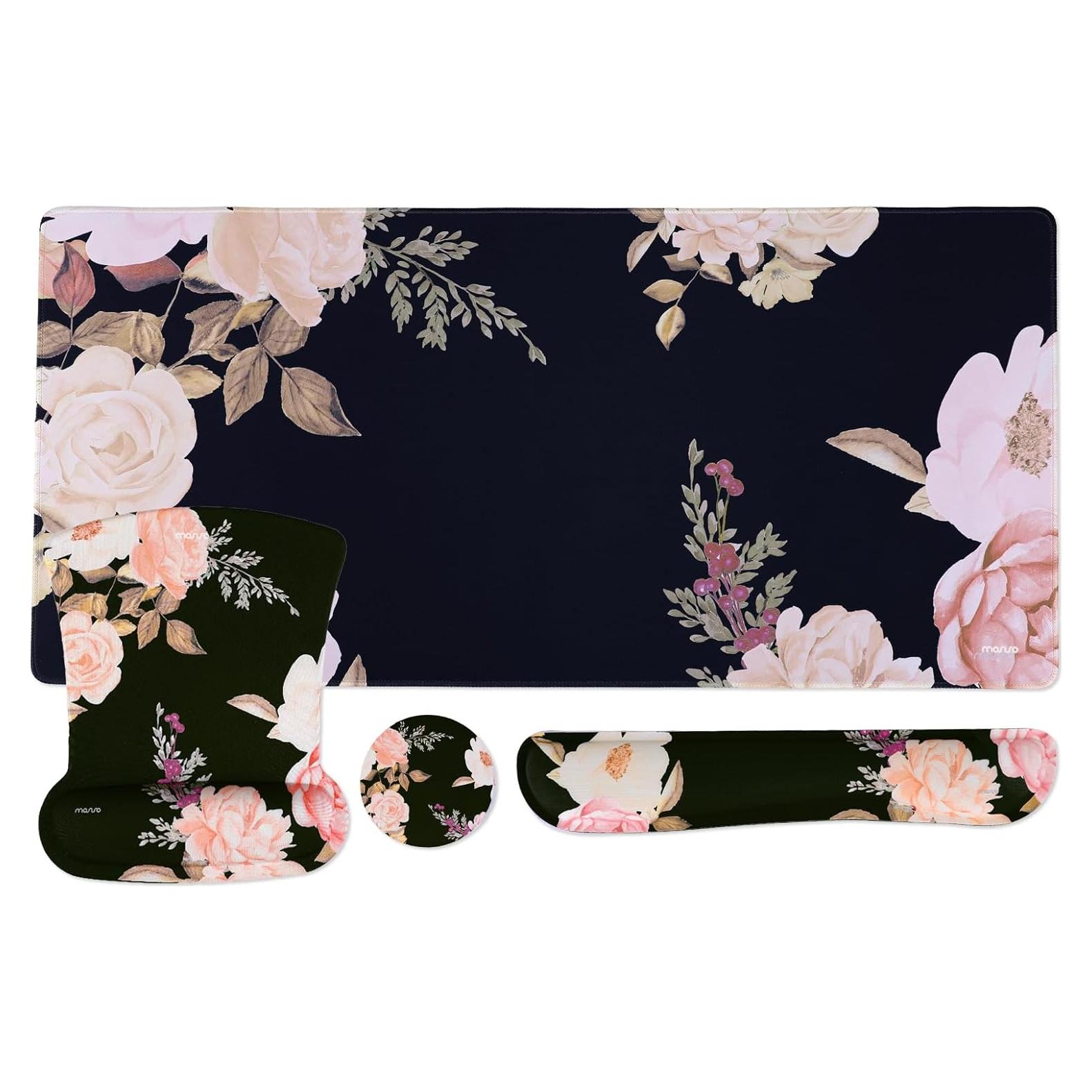 Conjunto Alfombrilla de Teclado y Ratón MOSISO Ergonómico Negro