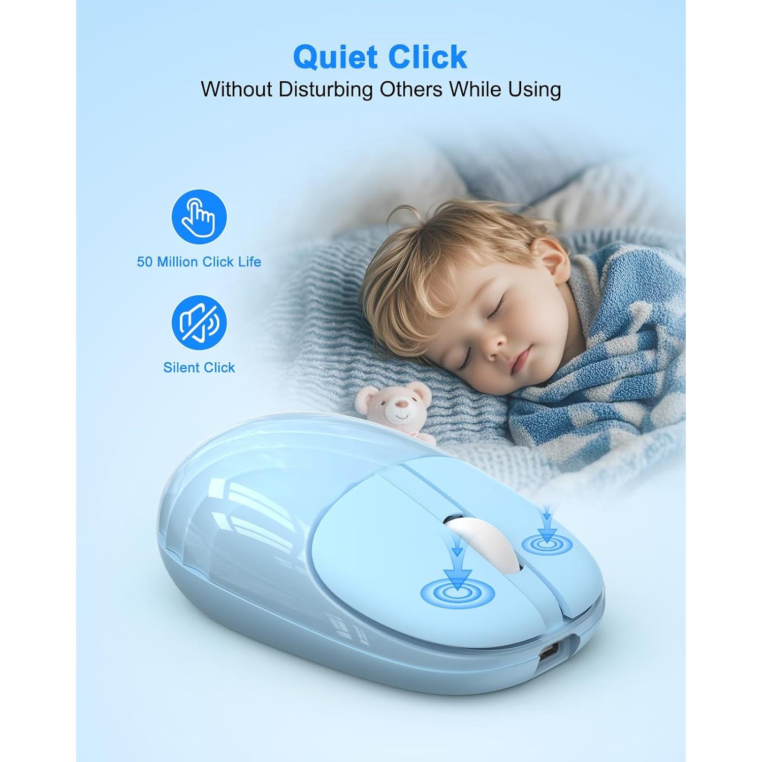 Ratón Bluetooth Inalámbrico Silencioso EDJO Azul Cielo