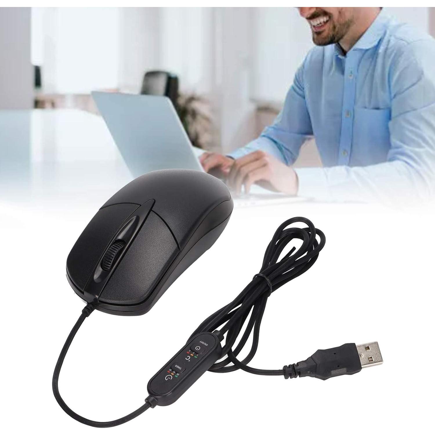 Ratón Calentado ASHATA USB Ergonómico con Ajuste de Temperatura