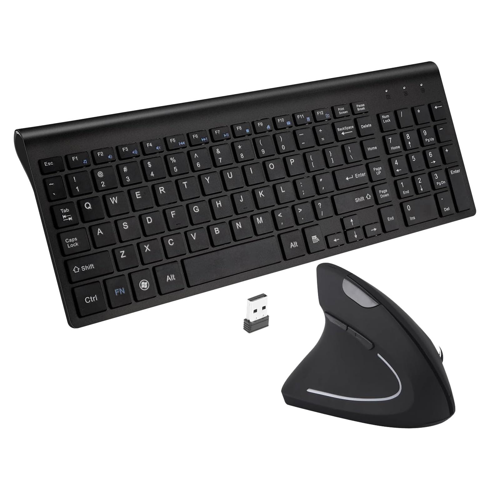 Combo Teclado y Ratón Inalámbrico Ergonómico Fonicer para Zurdos