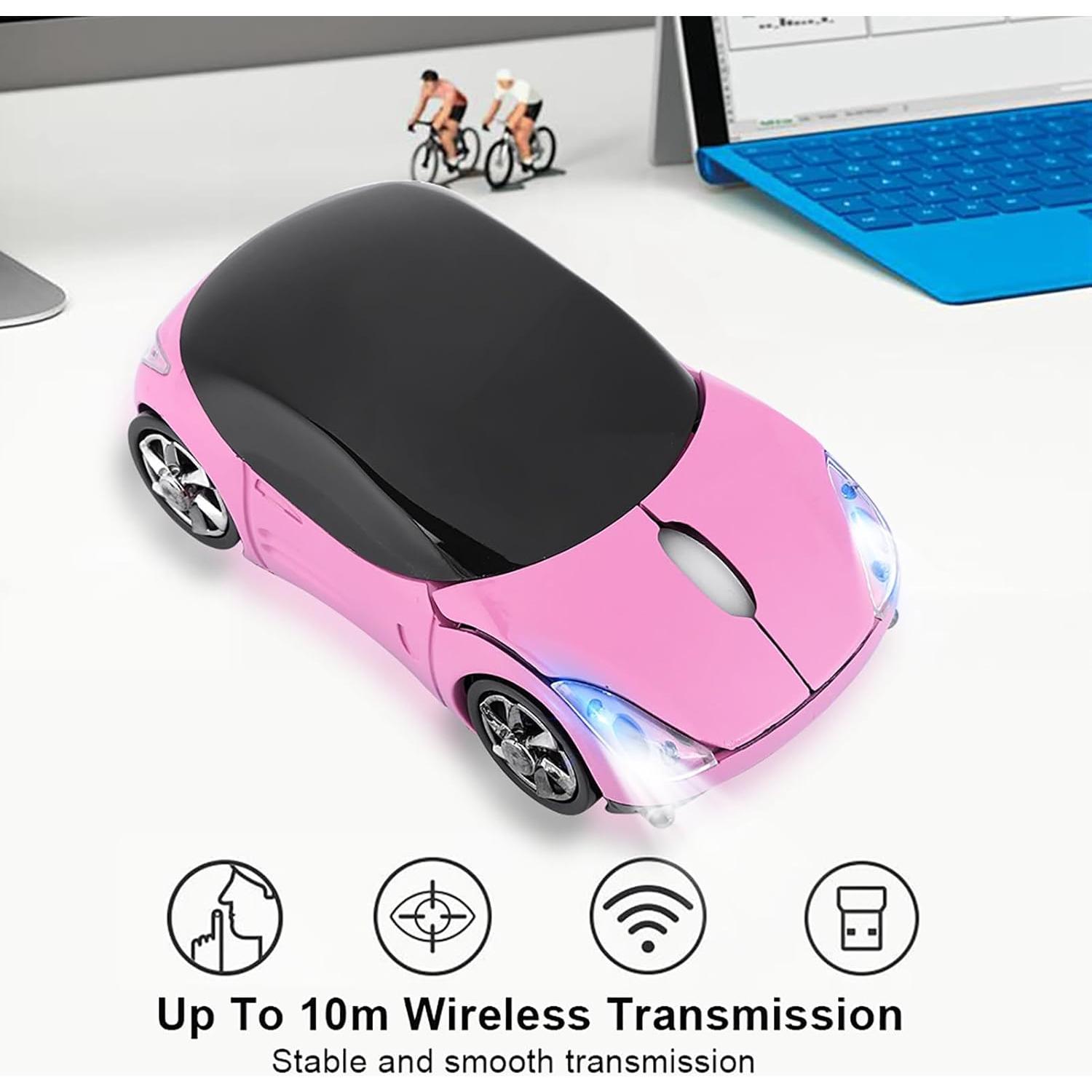 Ratón Inalámbrico Zerone 1600DPI Rosa Ergonómico USB