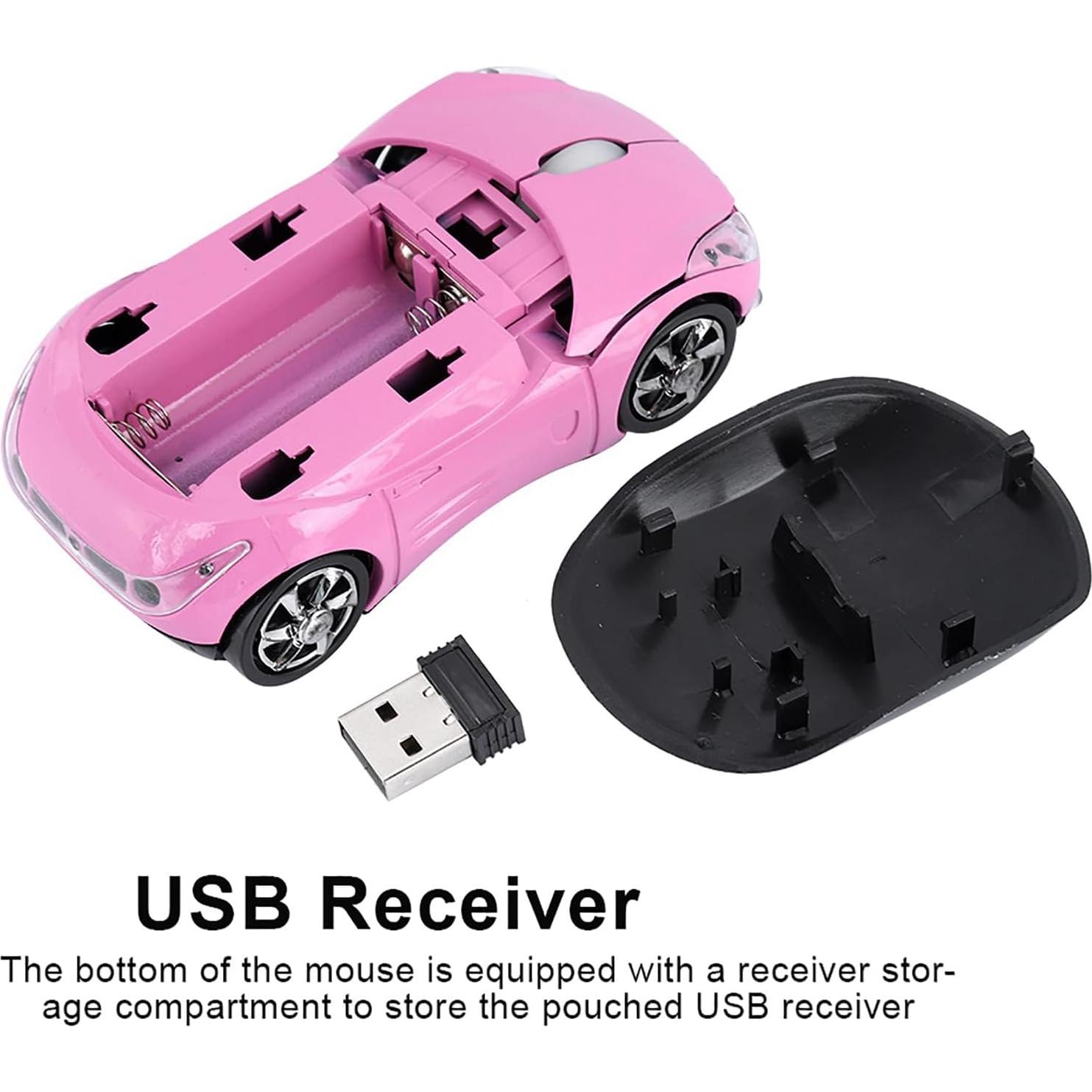 Ratón Inalámbrico Zerone 1600DPI Rosa Ergonómico USB
