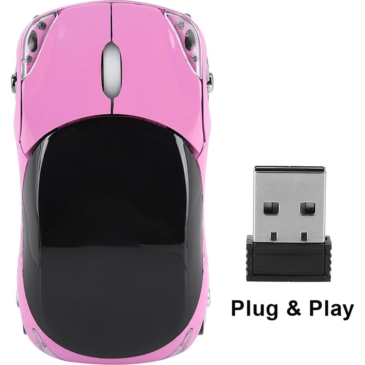 Ratón Inalámbrico Zerone 1600DPI Rosa Ergonómico USB