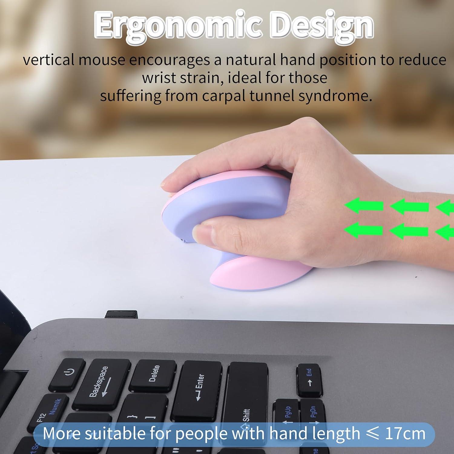 Ratón Ergonómico Inalámbrico KUYHRF Mini Púrpura - Recargable
