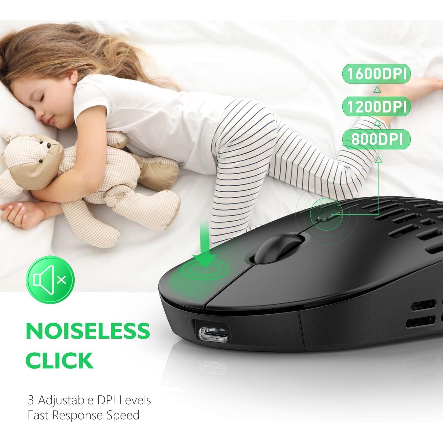 Ratón Inalámbrico Bluetooth 5.1 RAPIQUE R-03 Recargable Negro