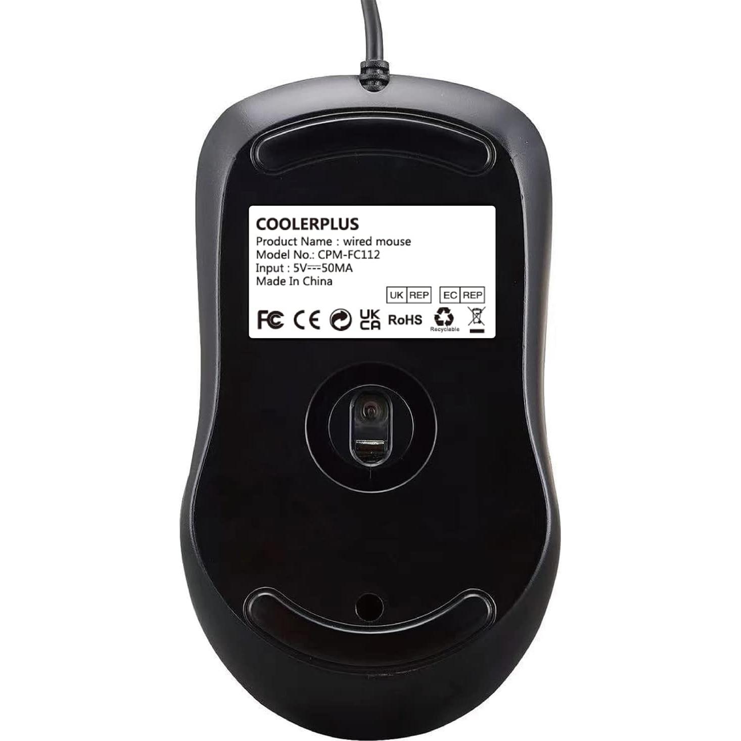 Ratón Óptico USB Coolerplus FC112 Negro 1000 DPI para PC