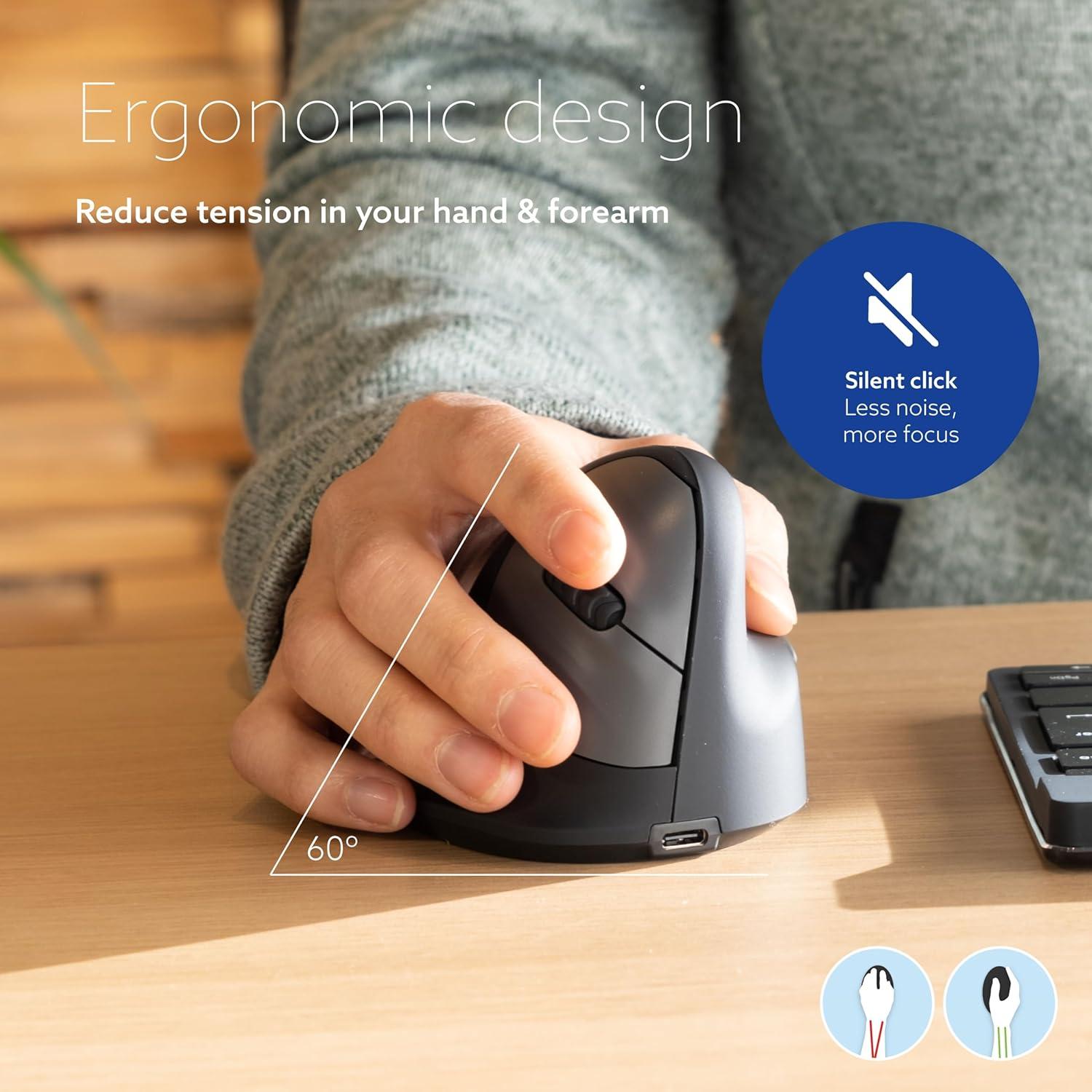 Ratón Ergonómico Vertical R-Go HE Bluetooth para Mano Pequeña