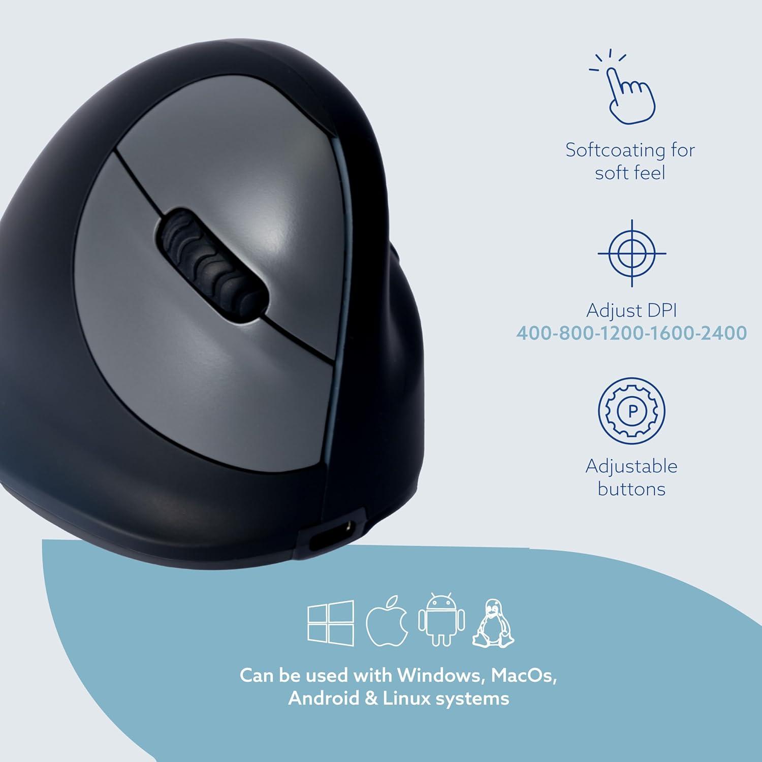Ratón Ergonómico Vertical R-Go HE Bluetooth para Mano Pequeña