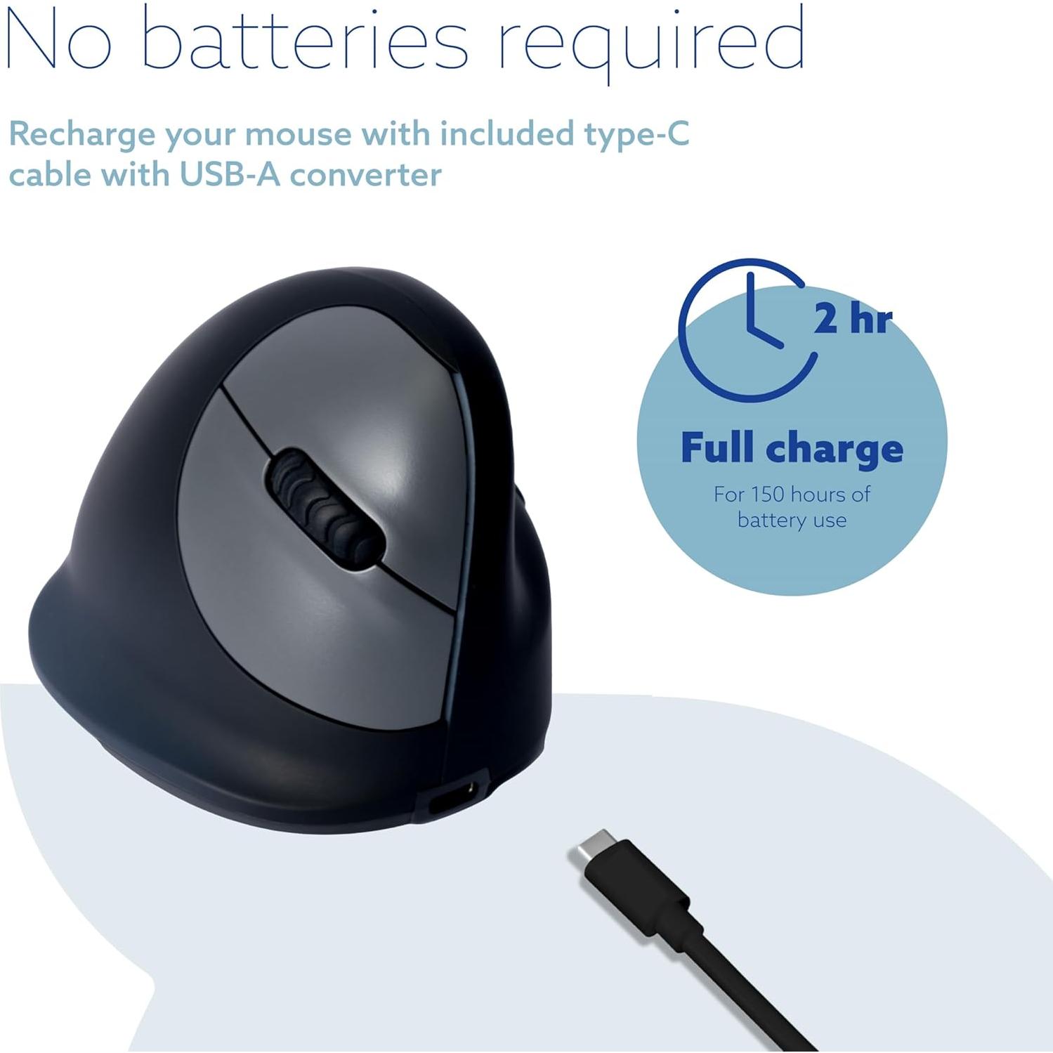 Ratón Ergonómico Vertical R-Go HE Bluetooth para Mano Pequeña