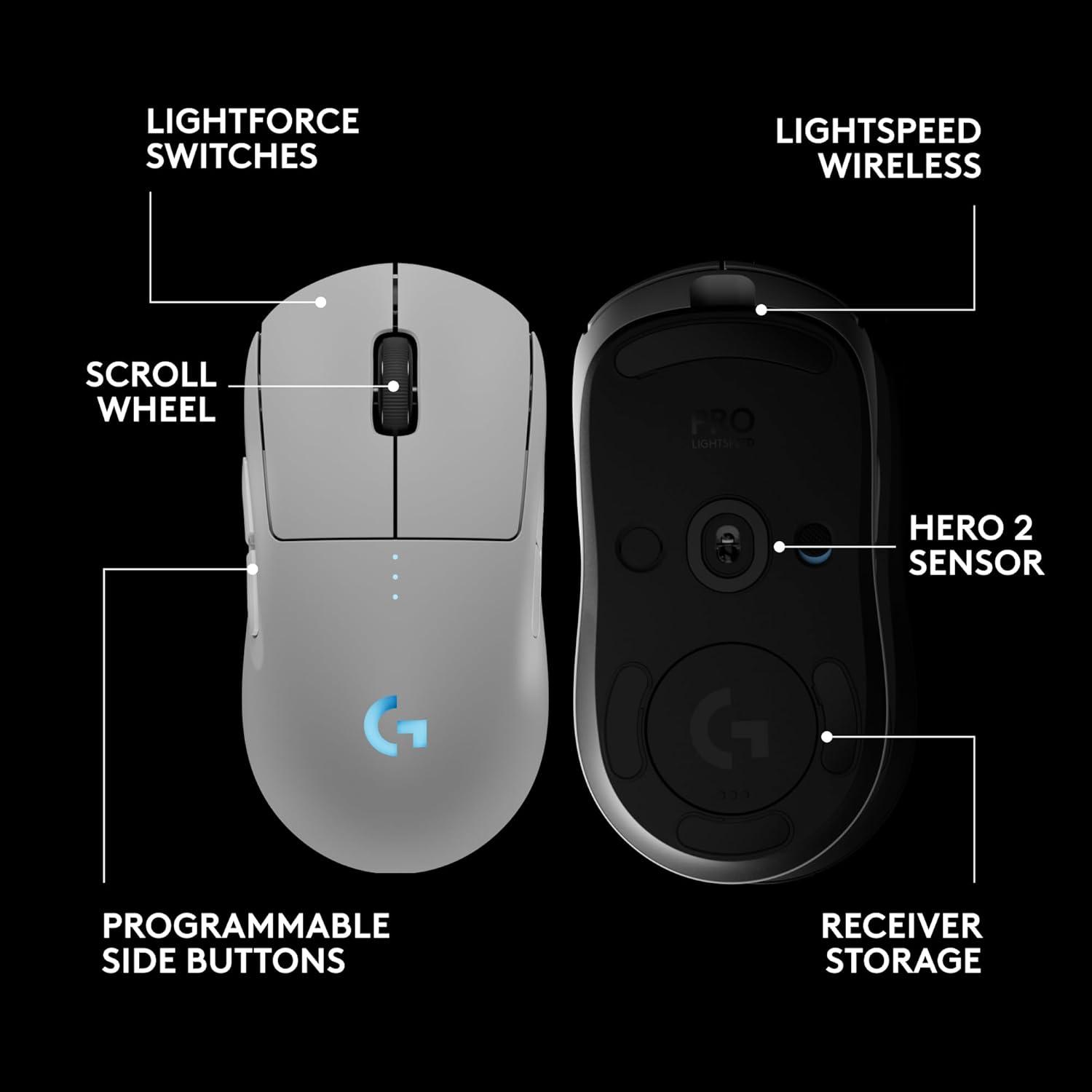 Logitech G PRO 2 Ratón Inalámbrico para Juegos Blanco 44K DPI