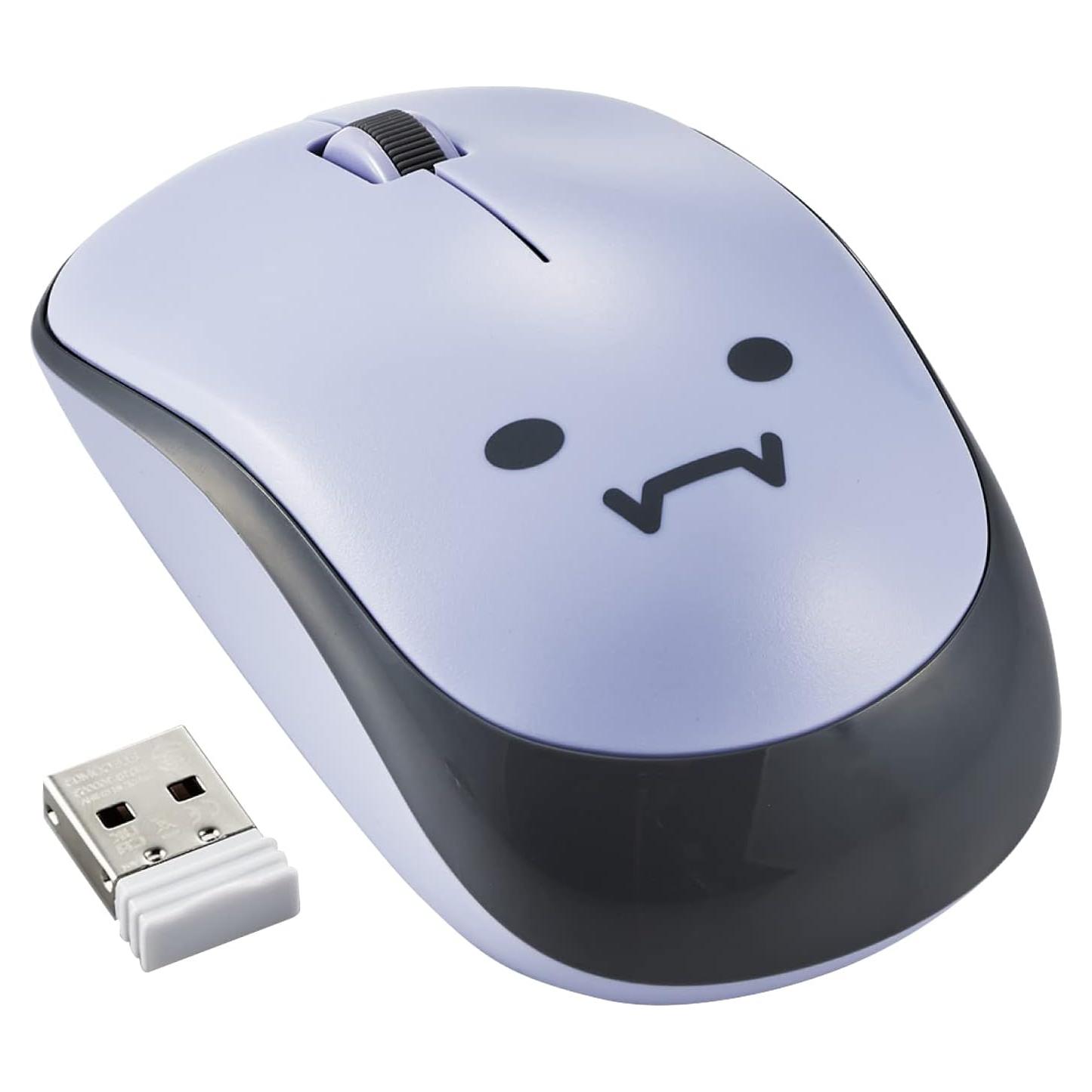 ELECOM Purple Demon Face Mouse, 2.4GHz USB Wireless, Ambidextrous Design, Silent Click, Lightweight, Computer Portable Mice, Plug and Play, Girls and Kids, for PC, Laptop, Windows and Mac