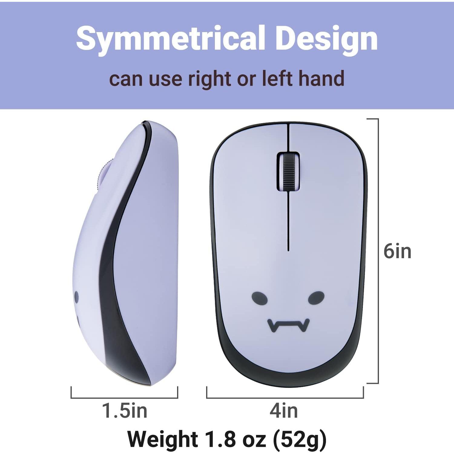 ELECOM Purple Demon Face Mouse, 2.4GHz USB Wireless, Ambidextrous Design, Silent Click, Lightweight, Computer Portable Mice, Plug and Play, Girls and Kids, for PC, Laptop, Windows and Mac