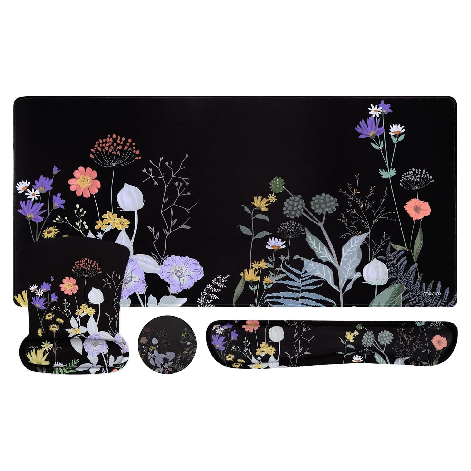 Conjunto Alfombrilla de Teclado y Ratón Ergonómico Mosiso Floral