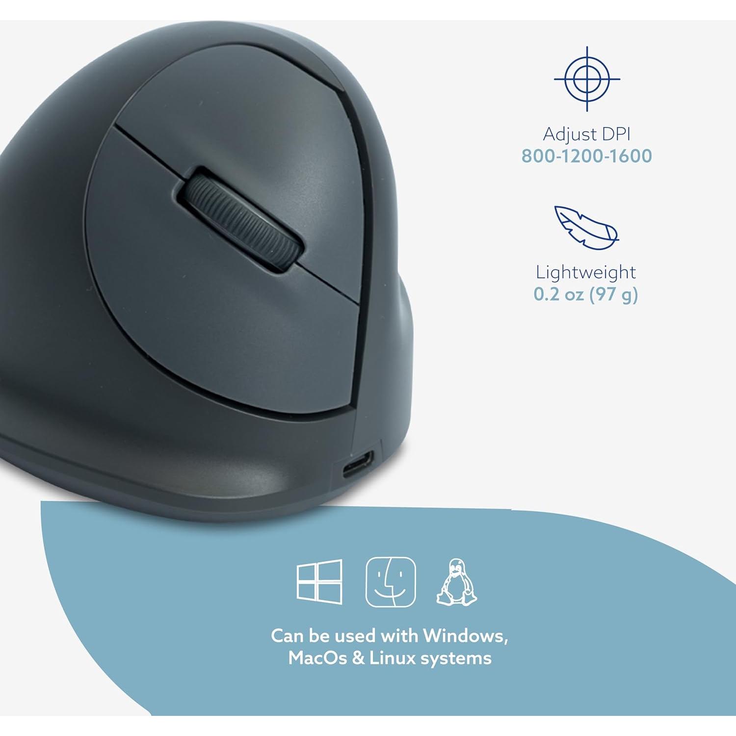 R-Go HE Ratón Ergonómico Vertical Inalámbrico 1600DPI - Gris