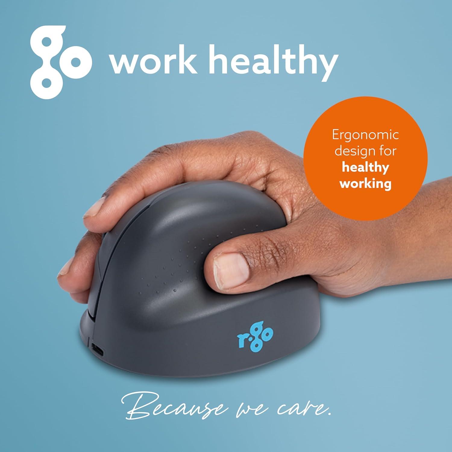 R-Go HE Ratón Ergonómico Vertical Inalámbrico 1600DPI - Gris