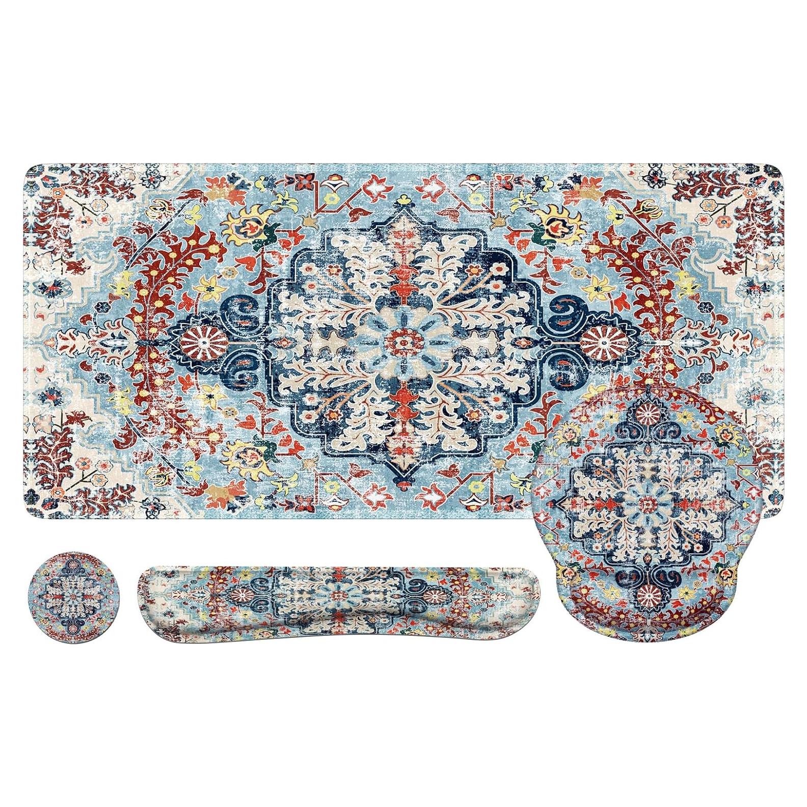 Conjunto de Alfombrillas Ergonómicas iLeadon Boho Azul 4 en 1