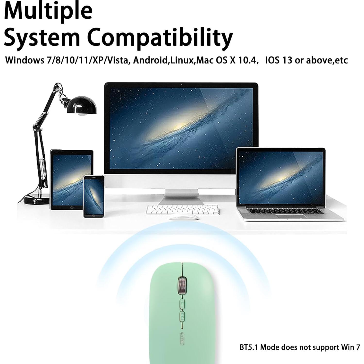 Ratón Inalámbrico Bluetooth Uineer M1LBS Recargable Verde