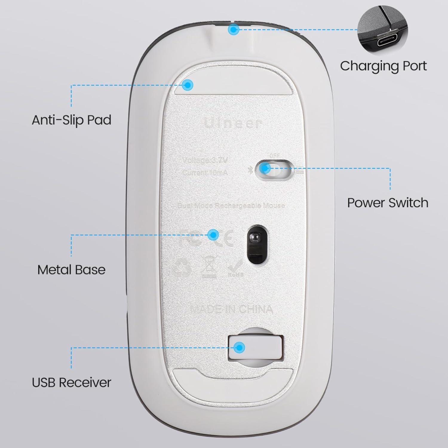 Ratón Inalámbrico Bluetooth Uineer M1LBS Recargable Verde