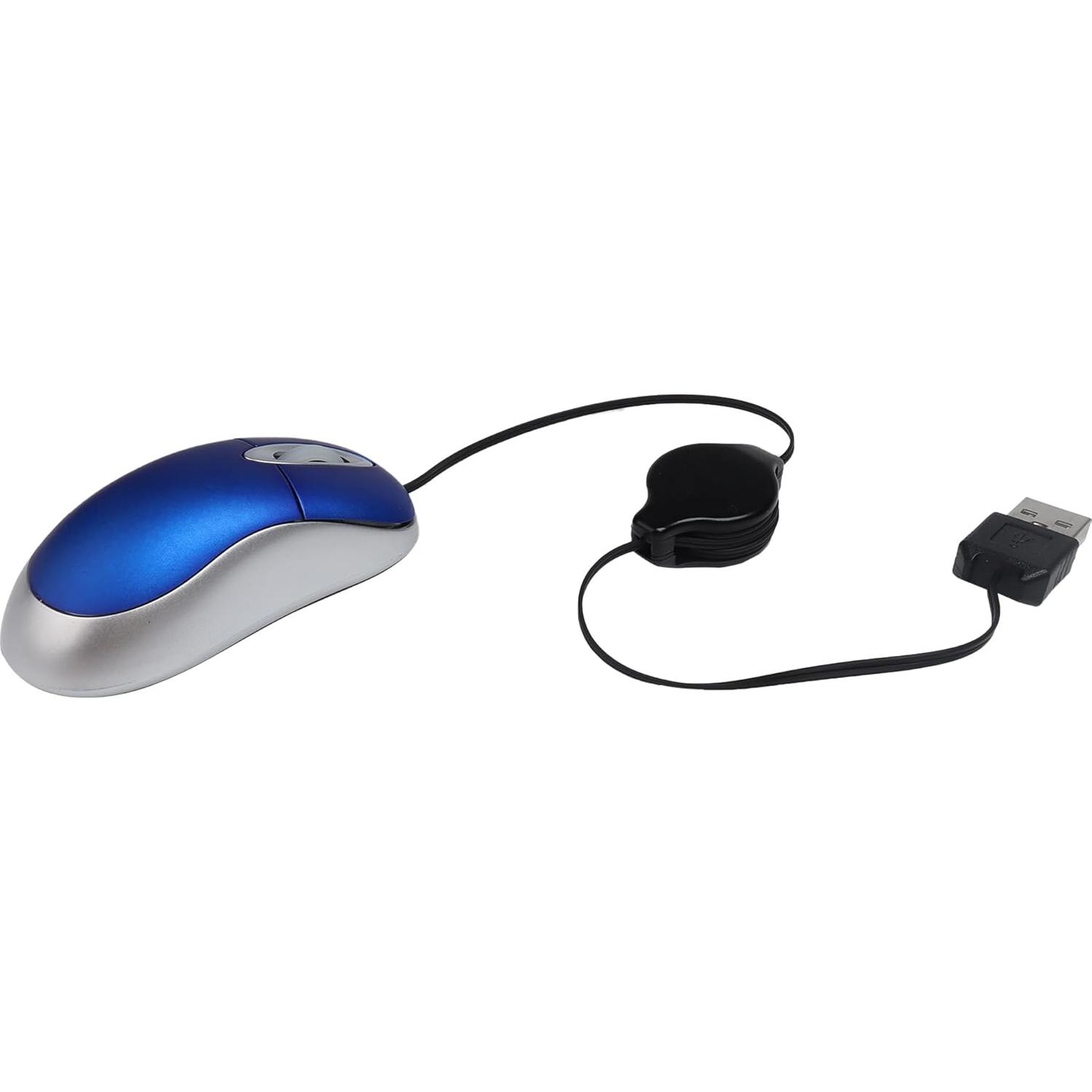 Ratón USB Mini Cableado Bebettor Azul 1600 DPI Retráctil