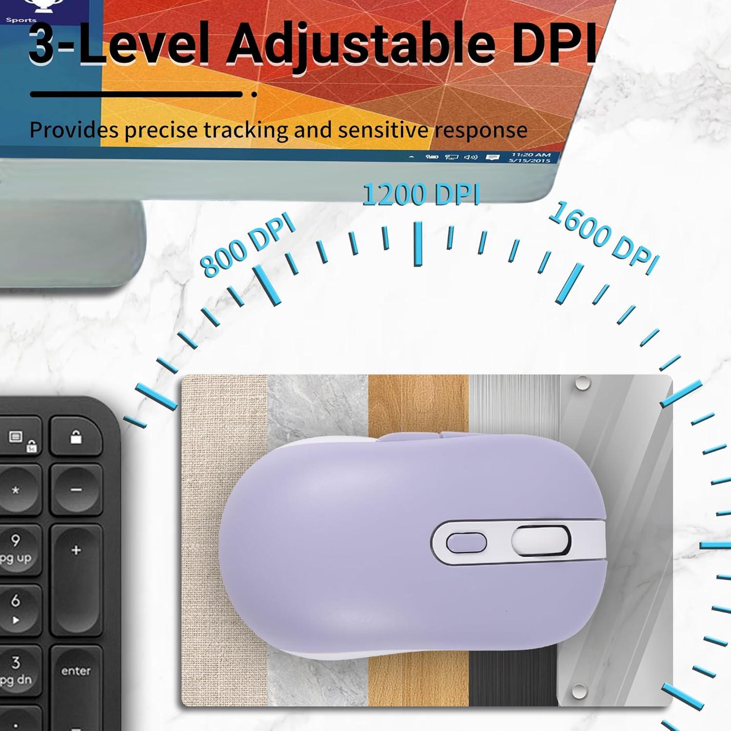 Ratón Inalámbrico Bluetooth CHUYI 2.4G Recargable 3 DPI Púrpura