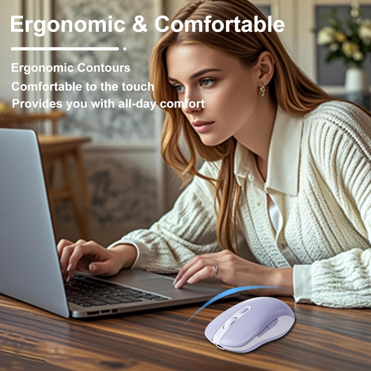 Ratón Inalámbrico Bluetooth CHUYI 2.4G Recargable 3 DPI Púrpura