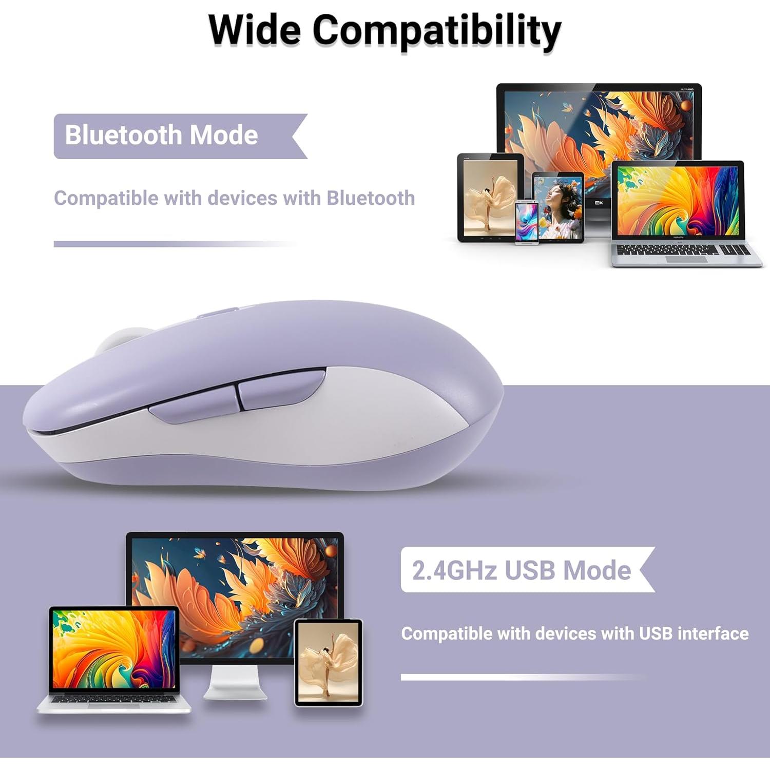 Ratón Inalámbrico Bluetooth CHUYI 2.4G Recargable 3 DPI Púrpura