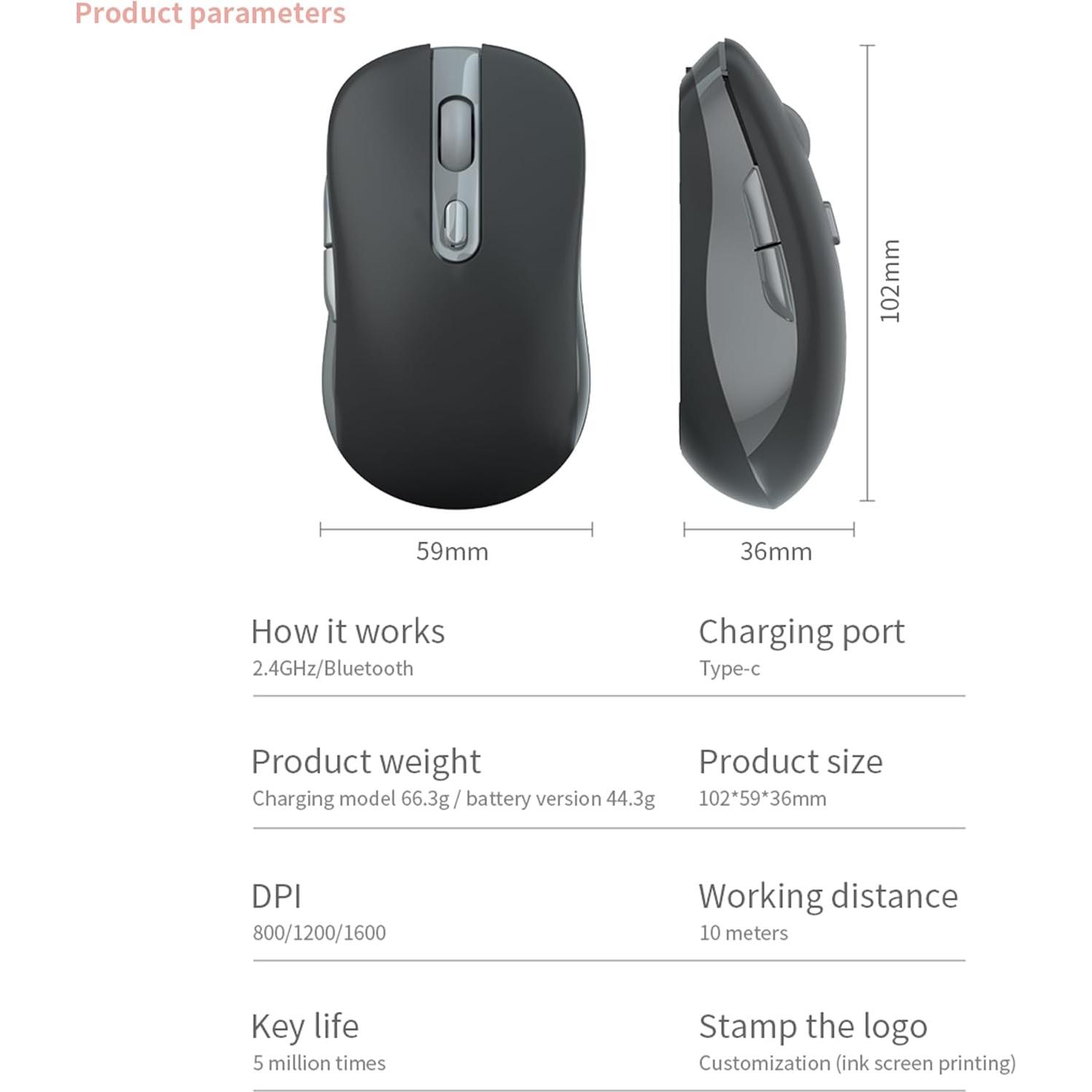 Ratón Inalámbrico Samudgate Doble Modo Bluetooth 2.4G