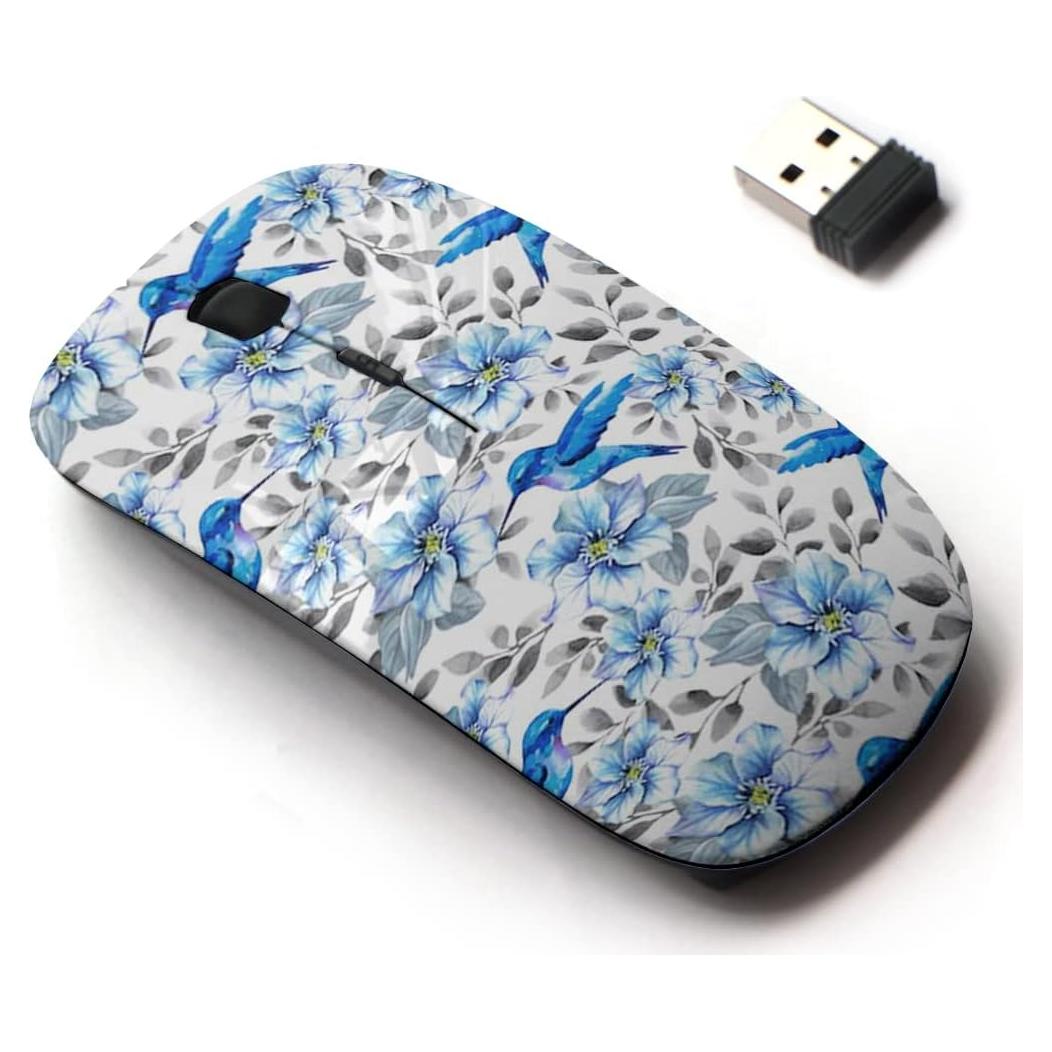 Ratón Inalámbrico 2.4G CJCBROES Diseño Flores Colibríes