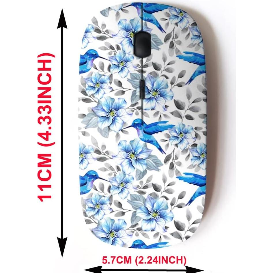 Ratón Inalámbrico 2.4G CJCBROES Diseño Flores Colibríes