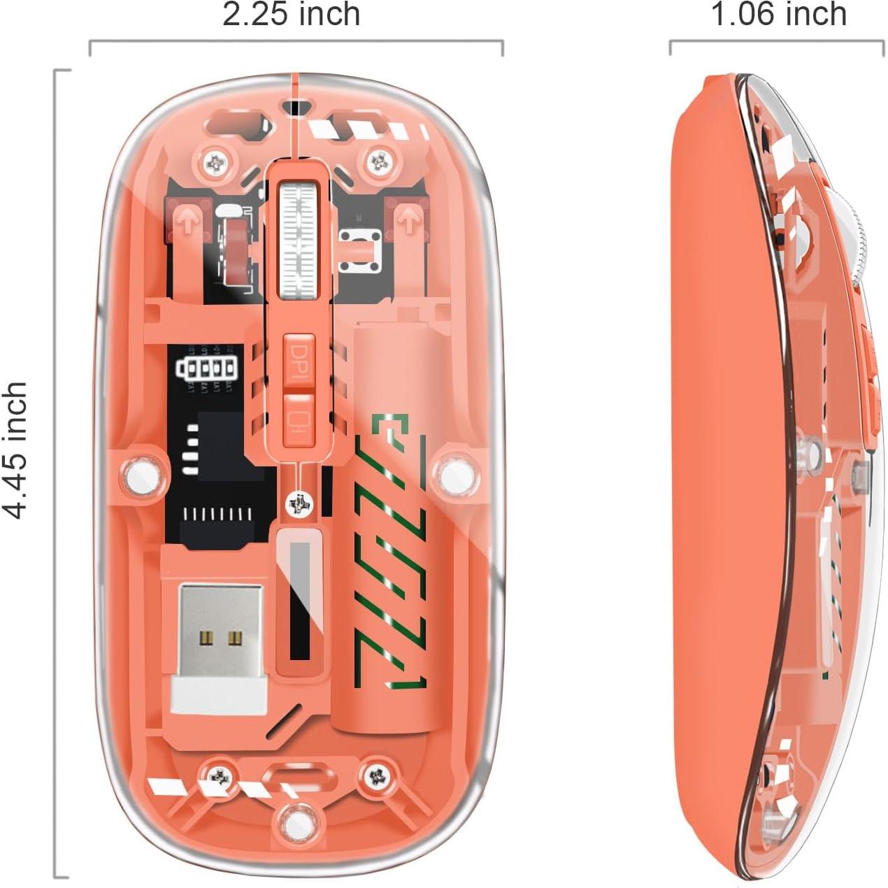 Ratón Inalámbrico Dolrso Naranja con Doble Modo y Recargable
