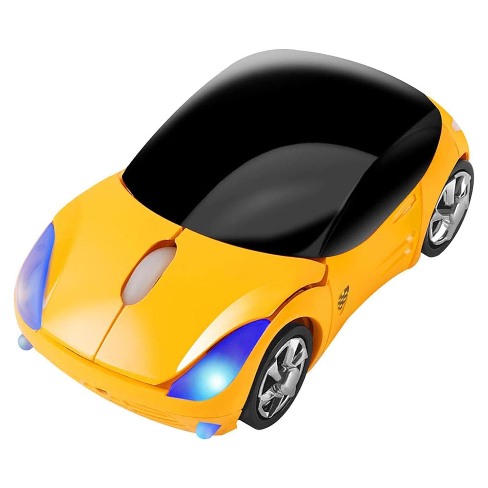 Ratón Inalámbrico CHUYI en Forma de Coche Amarillo 1600DPI