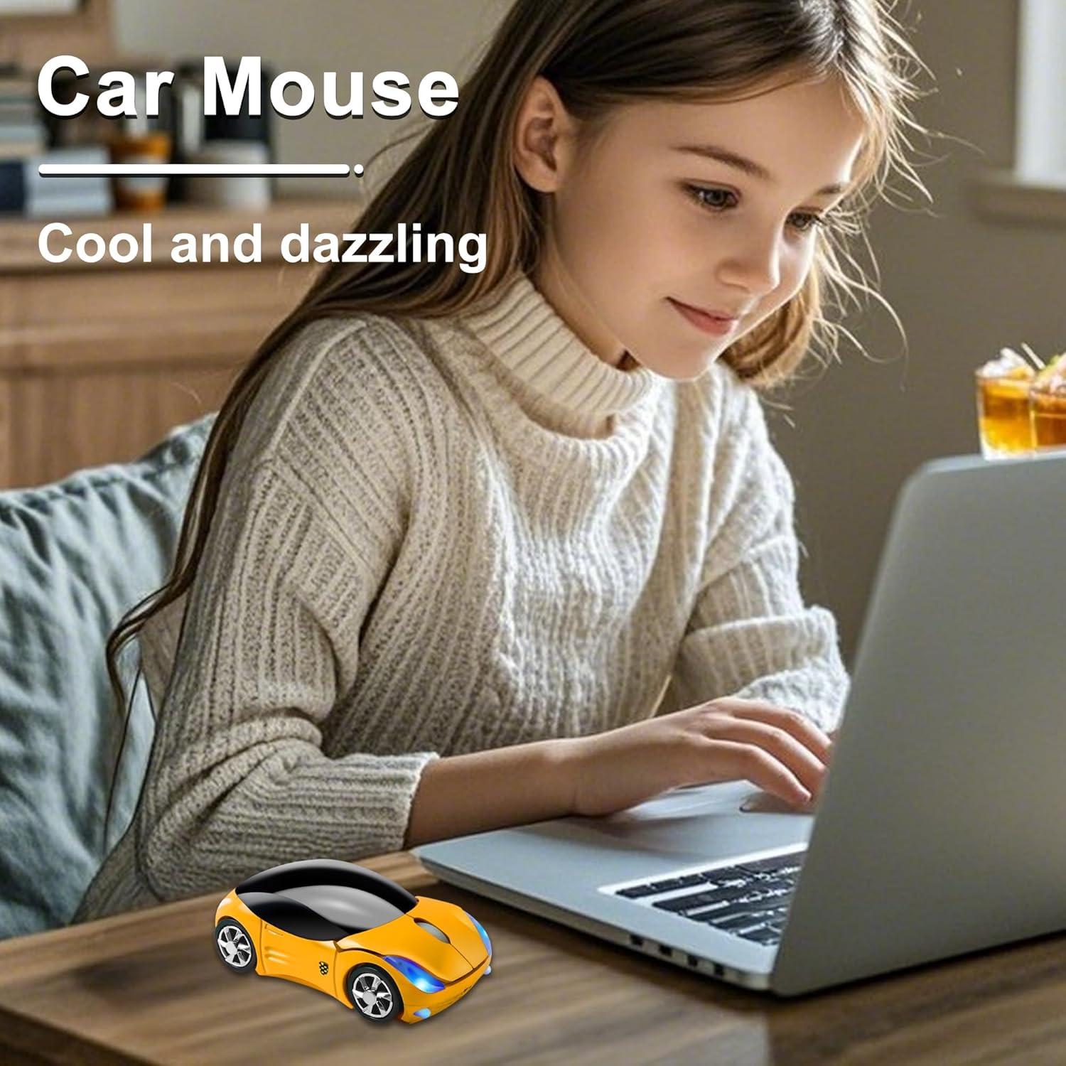 Ratón Inalámbrico CHUYI en Forma de Coche Amarillo 1600DPI